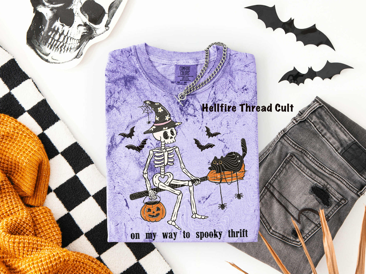 Thrifty witch, colorblast tee