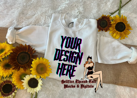 White crewneck Gildan Sunflowers